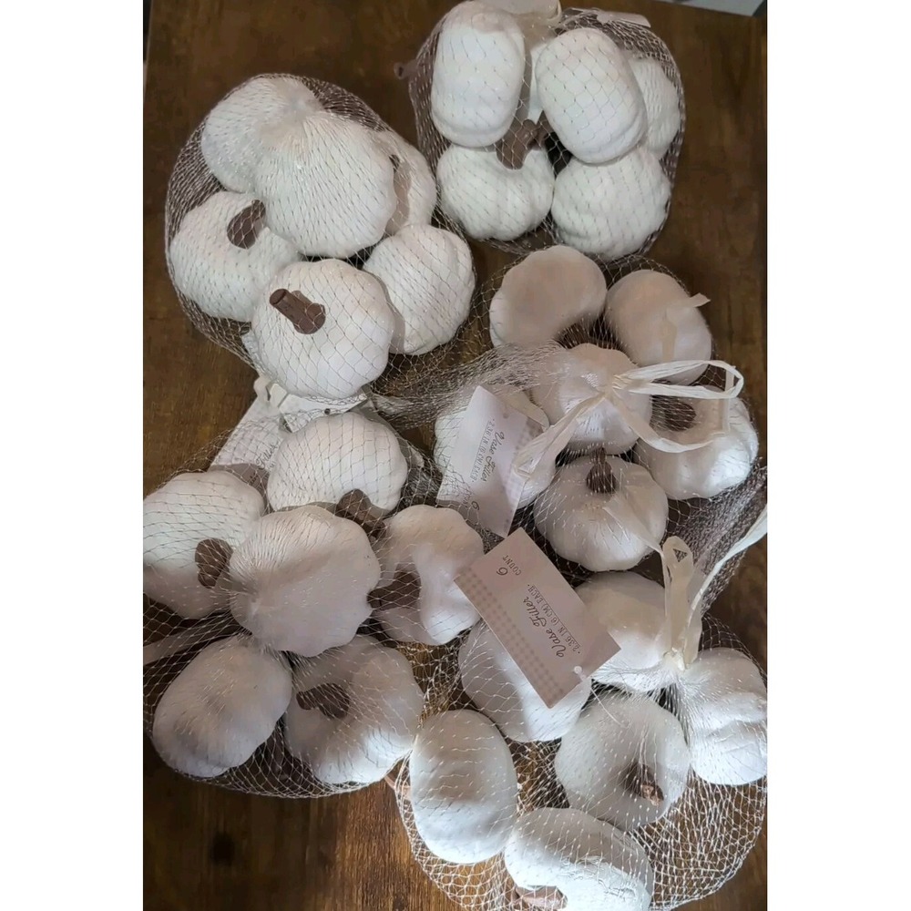 5 sets of 6 White pumpkin vase fillers 2.36 in NEW